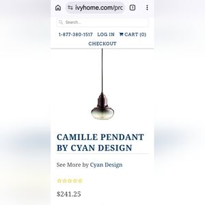 PENDANT LIGHT by CYAN DESIGN CAMILLE Gunmetal BRAND-NEW boxed